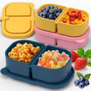 Silicone Snack Containers with Lids, Portable Food Storage Box (3 Pack)