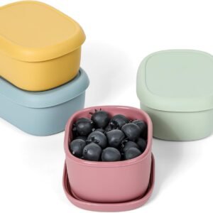 Silicone Snack Containers for Kids, 7 Oz Small Fruit Container for Lunch (4 Pack)