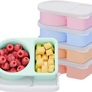 Silicone Snack Containers, 8 Oz Reusable Snackle Box with Lids (5 Pack)
